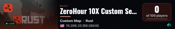 ZeroHour 10X Custom Server [Land Of Fantasy Map] live status badge
