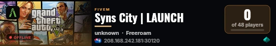 Syns City | LAUNCH live status badge