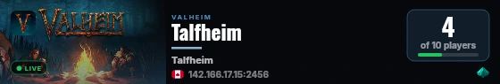 Talfheim live status badge