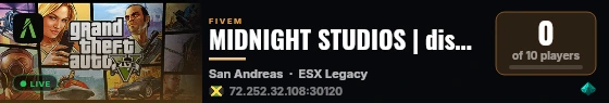 MIDNIGHT STUDIOS | discord.gg/cyFPvHUXgy live status badge