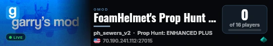 FoamHelmet's Prop Hunt Server live status badge