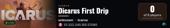 Dicarus First Drip live status badge