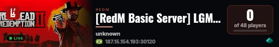 [RedM Basic Server] LGMTestBurt live status badge
