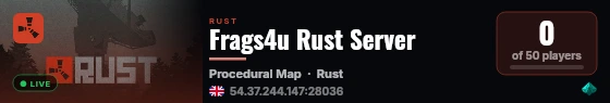 Frags4u Rust Server live status badge