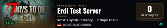 Erdi Test Server live status badge