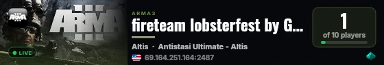 fireteam lobsterfest by GTXGaming.co.uk live status badge