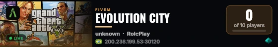 EVOLUTION CITY live status badge
