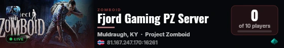 Fjord Gaming PZ Server live status badge