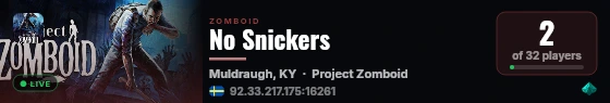 No Snickers live status badge
