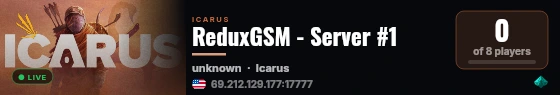 ReduxGSM - Server #1 live status badge