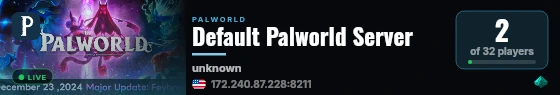 Default Palworld Server live status badge