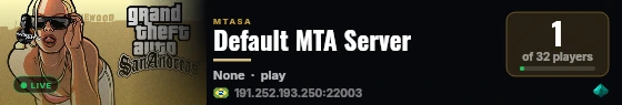 Default MTA Server live status badge