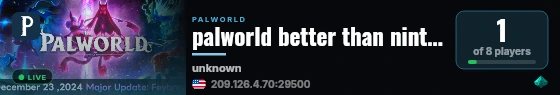 palworld better than nintendo live status badge