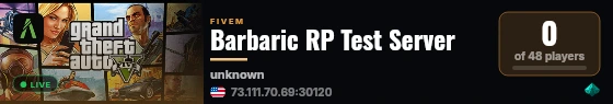 Barbaric RP Test Server live status badge