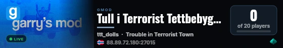 Tull i Terrorist Tettbebyggelsen live status badge