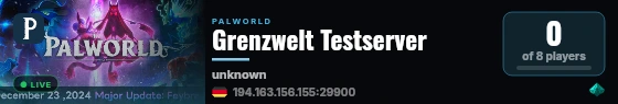 Grenzwelt Testserver live status badge