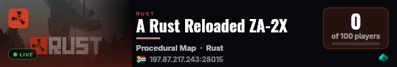 A Rust Reloaded ZA-2X live status badge