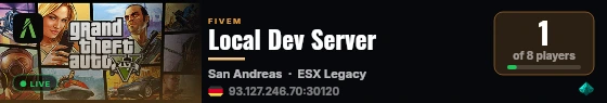 Local Dev Server live status badge