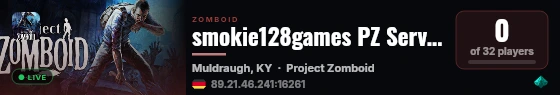 smokie128games PZ Server live status badge