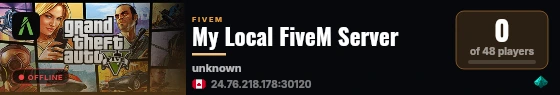 My Local FiveM Server live status badge