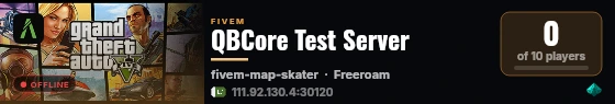 QBCore Test Server live status badge