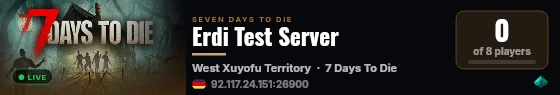 Erdi Test Server live status badge