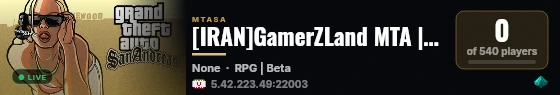 [IRAN]GamerZLand MTA | RPG Server live status badge
