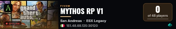 MYTHOS RP V1 live status badge