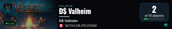 D$ Valheim live status badge