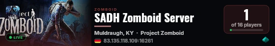SADH Zomboid Server live status badge