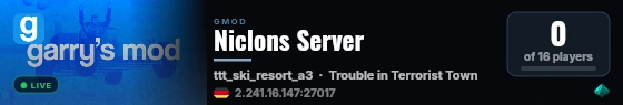 Niclons Server live status badge