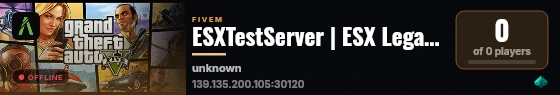 ESXTestServer | ESX Legacy Server live status badge