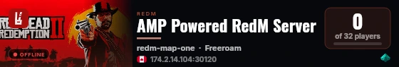AMP Powered RedM Server live status badge