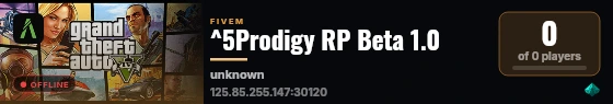 ^5Prodigy RP Beta 1.0 live status badge