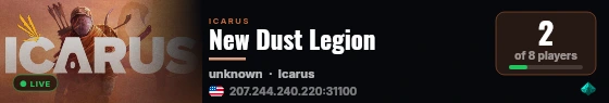 New Dust Legion live status badge