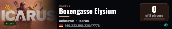 Boxengasse Elysium live status badge