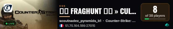 ▰▱ FRAGHUNT ▱▰ » CULT SERVER · VIP live status badge