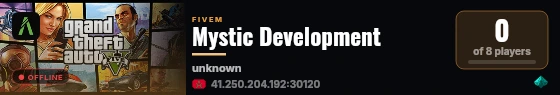 Mystic Development live status badge