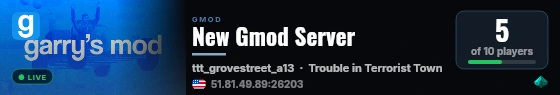 New Gmod Server live status badge