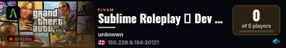 Sublime Roleplay ┃ Dev Server live status badge
