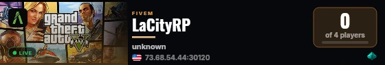 LaCityRP live status badge