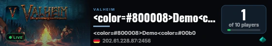 <color=#800008>Demo<color=#00b0f0>ain of the dammned</color> live status badge