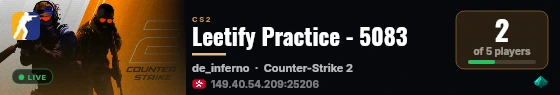 Leetify Practice - 5083 live status badge