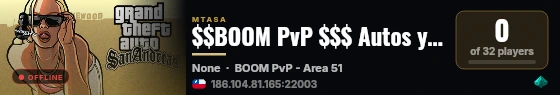 $$BOOM PvP $$$ Autos y armas reales 24/7|$$ live status badge