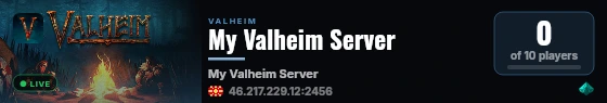 My Valheim Server live status badge