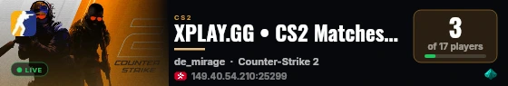 XPLAY.GG • CS2 Matches #14 live status badge