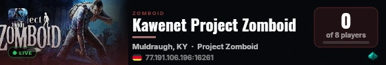 Kawenet Project Zomboid live status badge