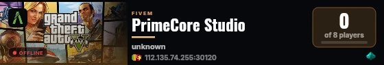PrimeCore Studio live status badge