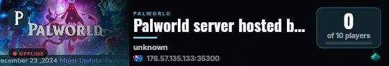 Palworld server hosted by G-Portal live status badge
