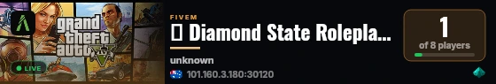 💎 Diamond State Roleplay-DEV 💎 | 🛠️ Custom Scripts | AU/US Hybrid live status badge